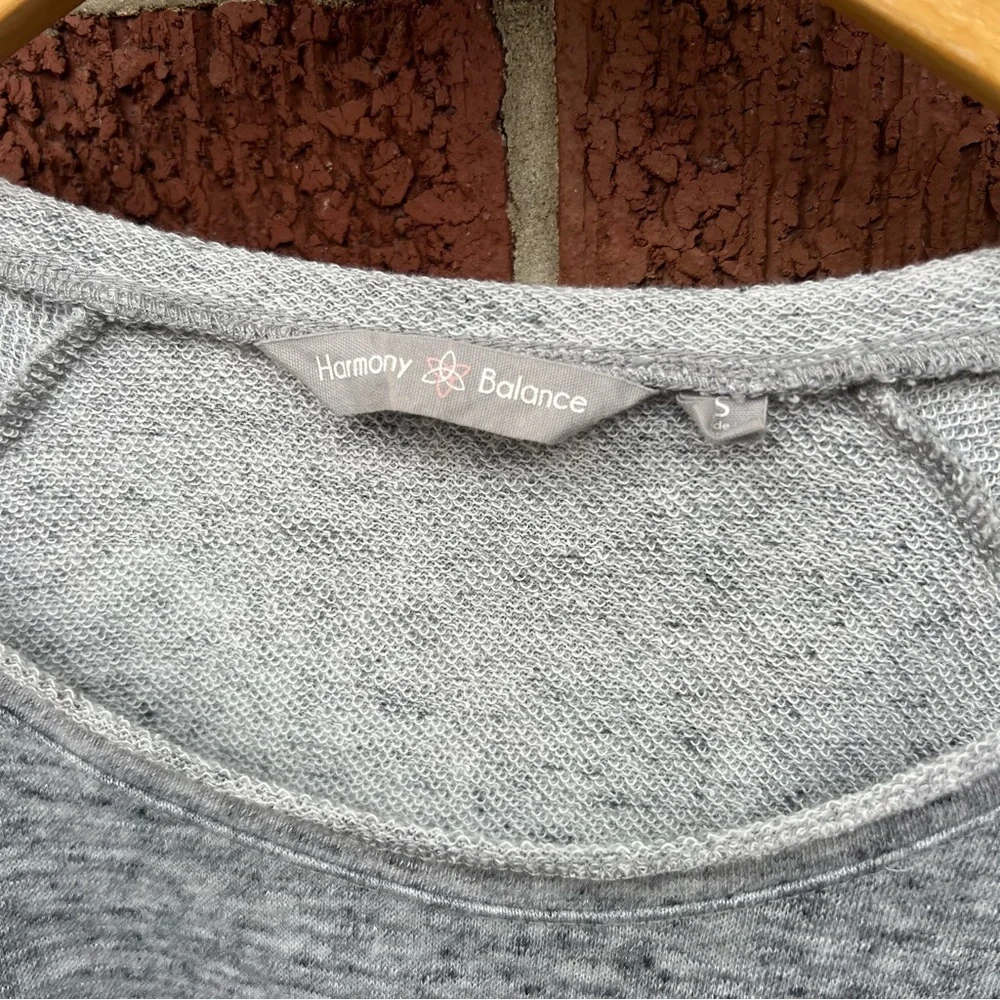 Harmony Balance Marled Gray and Cream Crochet Knit Cold Shoulder Sweatshirt